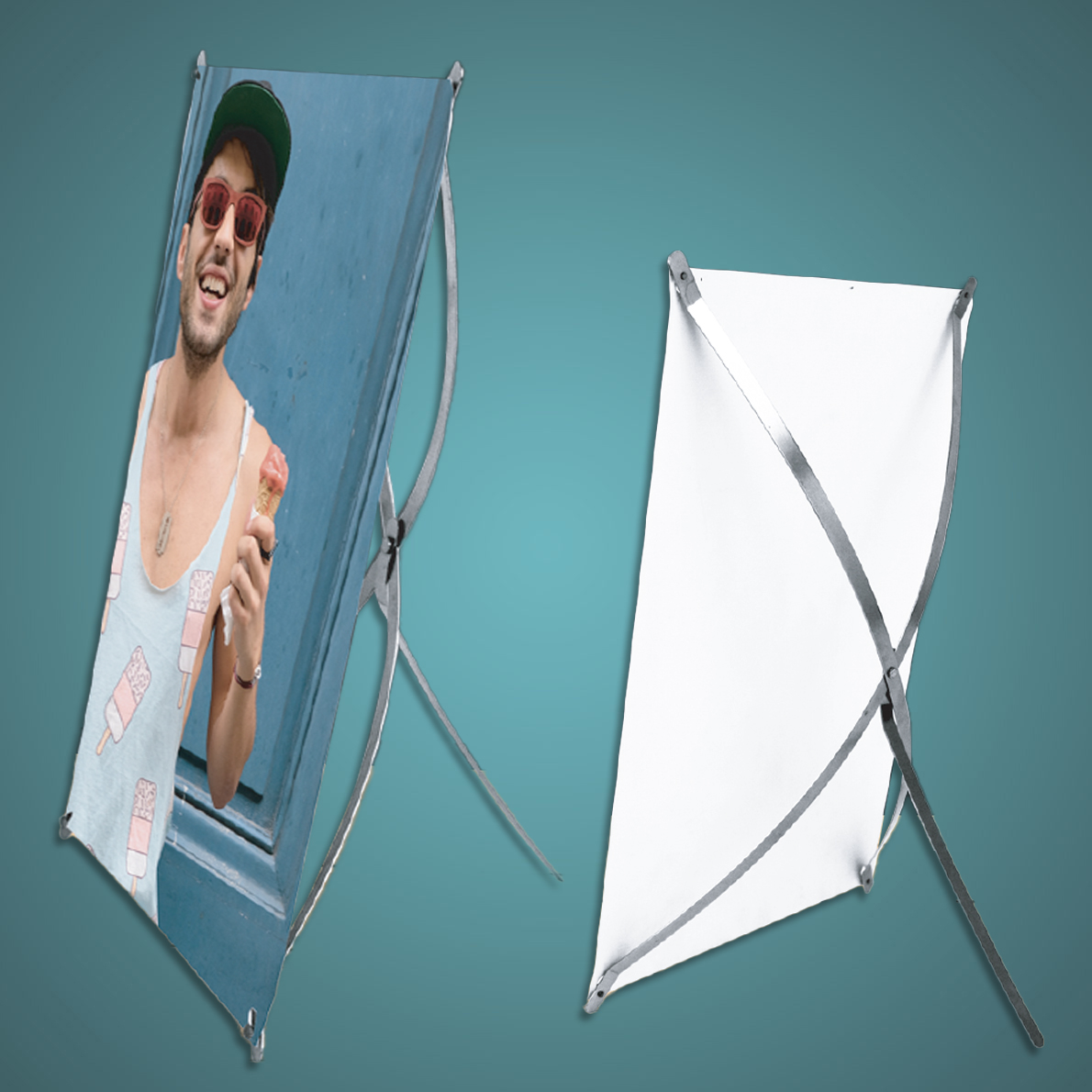 v5.SignMart > Mini Banner Stands > SignMart Stainless Steel X Frame